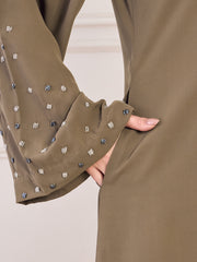 Handwork Abaya with White Georgette Hijab