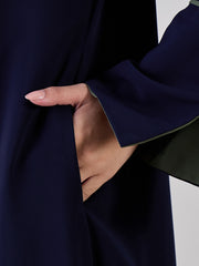 Front Open Embroidery Abaya/Burqa with Black Georgette Hijab