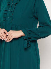 Women Abaya with Black Georgette Scarf