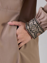 Embroidered Abaya/Burqa with Black Georgette Hijab