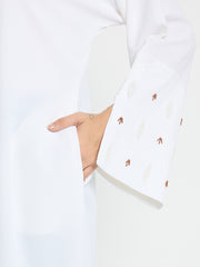 White Abaya for Umrah/Hajj handwork detailing with Black Hijab