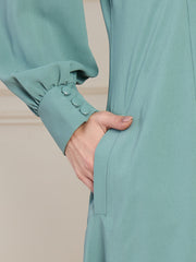 A-line Abaya/Burqa with Black Georgette Hijab