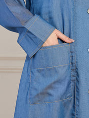 Front Open Denim Abaya with Black Georgette Hijab