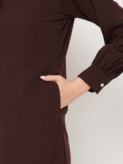 Front Open Brown Abaya Burqa With Black Hijab