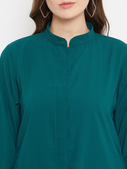 Front Open Bottle Green Abaya Burqa With Black Hijab
