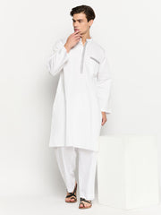 White Solid Men's Kurta Pajama Set
