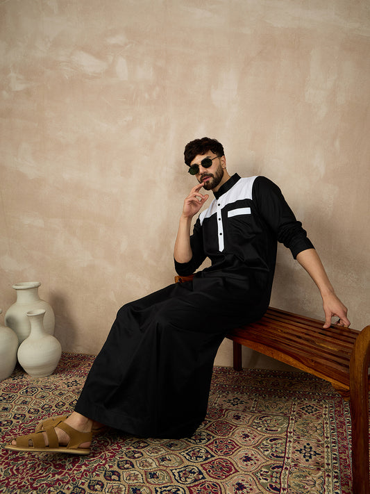 Black Arabic Cotton Thobe for Men