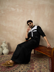Black Arabic Cotton Thobe for Men