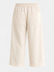Off White Loose Linen Shorts for Men – Cropped Casual Wear trousers