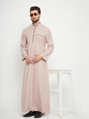 Beige Arab Thobe / Jubba for Men with Straight Sleeves