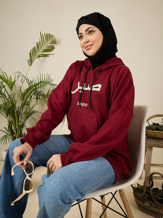 Modest Maroon Fleece Sabr Winter Women's Hoodie