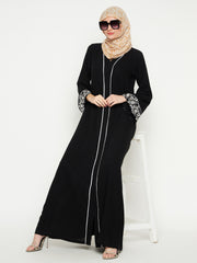 Embroidery Design Abaya with Black Georgette Hijab