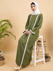 Modest Lace Abaya Burqa with White Georgette Hijab