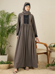 Grey Lace Work Abaya Burqa with Matching hijab