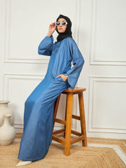 Denim Abaya/Burqa with Black Georgette Hijab