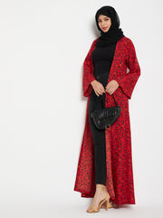 Printed Front Open Shrug with Black Georgette Hijab