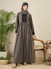 Grey Lace Work Abaya Burqa with Matching hijab