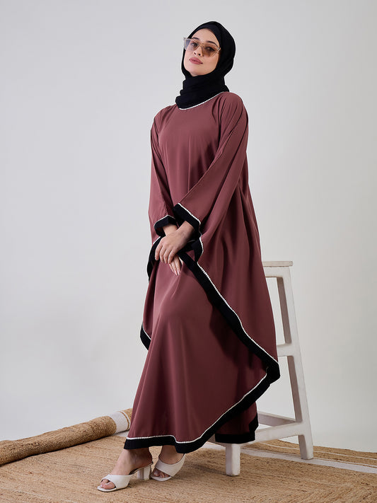 Loose Fit Kaftan Abaya/Burqa with Black Georgette Hijab