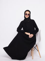 Black Solid Abaya for Women with Black Georgette Hijab