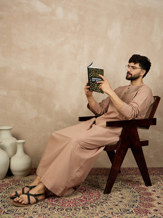 Beige Cotton Arabic Thobe For Men