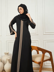 Black Aline Abaya/Burqa with Black Georgette Hijab