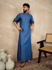 Blue Half Sleeve Denim Arabic Thobe/Jubba For Men