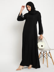 Women A-line Abaya/Burqa with Black Georgette Scarf