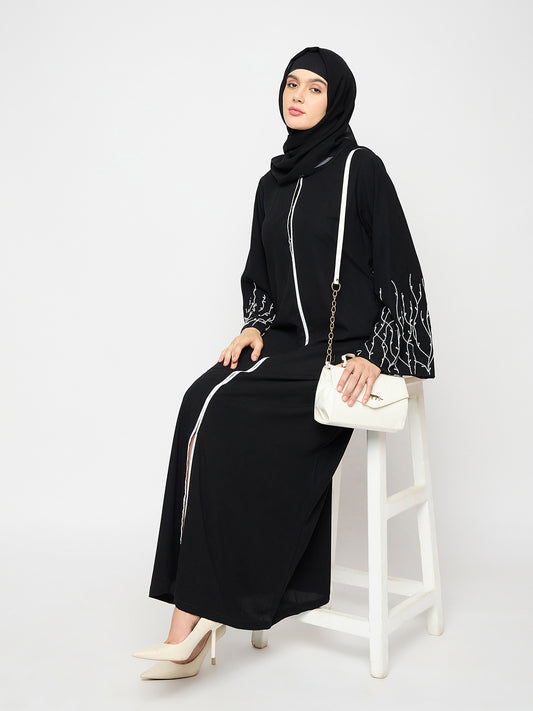 Handwork Abaya for Women with Black Hijab