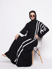 Black Abaya for Women with Black Georgette Hijab