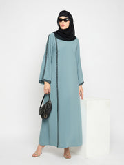 Handwork Green Luxury Abaya with Black Hijab