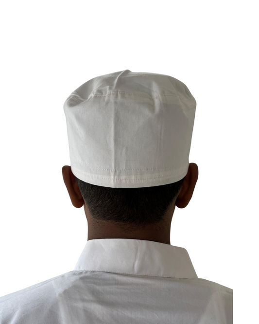 Men's White Cotton Prayer Kufi Cap