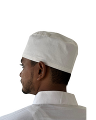 Men's White Cotton Prayer Kufi Cap