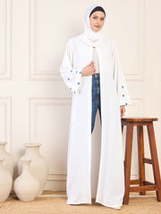 White handwork Abaya with Matching Georgette Hijab
