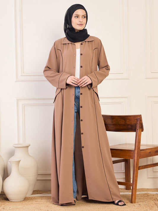 Front Open Abaya/Burqa for Women with Black Georgette Hijab
