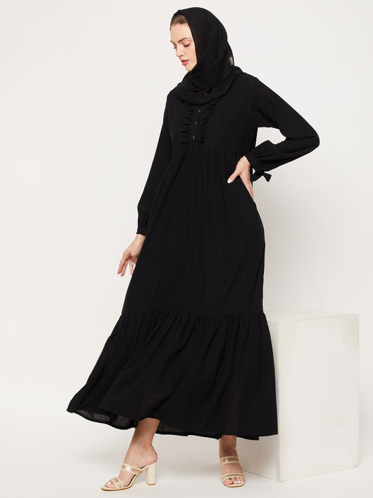 Abaya for Women with Black Georgette Scarf