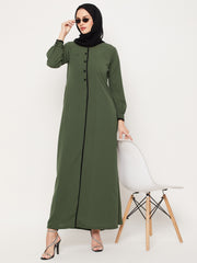 Jade Green Abaya for women with Black Georgette Scarf