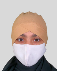 Beige Turban-style Hijab Cap