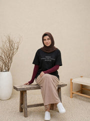 Deen Over Dunya Modest Black T-Shirt for Women