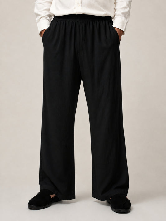 Black Solid Farsi Pants for Men