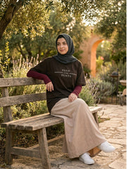 Deen Over Dunya Modest Brown T-Shirt for Women
