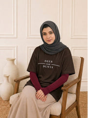 Deen Over Dunya Modest Brown T-Shirt for Women