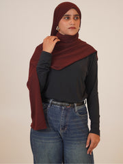 Brown Solid Viscose Jersey Hijab