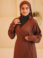 Modest Brown Essential Wrap Tie Solid Co-Ord Set