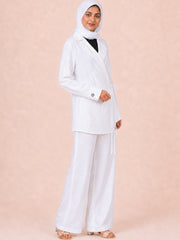 Modest Longline Solid White Jacket Co-Ord Set