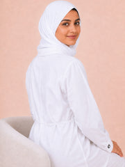 Modest Longline Solid White Jacket Co-Ord Set