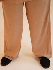 Men's Cotton Linen Essential Beige Kurta Sets