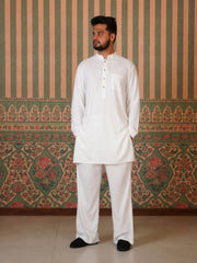 Men’s Cotton Linen Relax fit White Kurta Sets