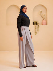 Modest Overlap Solid Light Grey Trousers