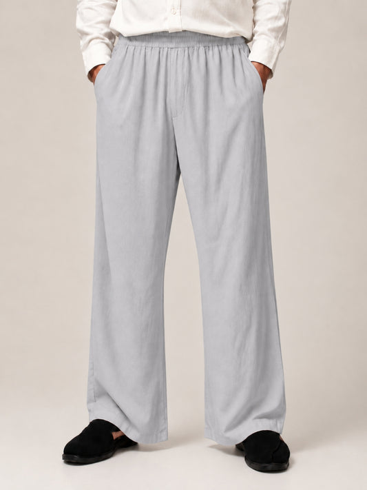 Light Grey Solid Farsi Pants for Men