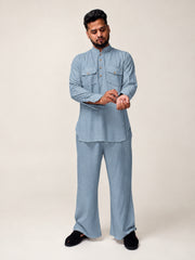 Grey Farsi Kurta Pants Set for Men